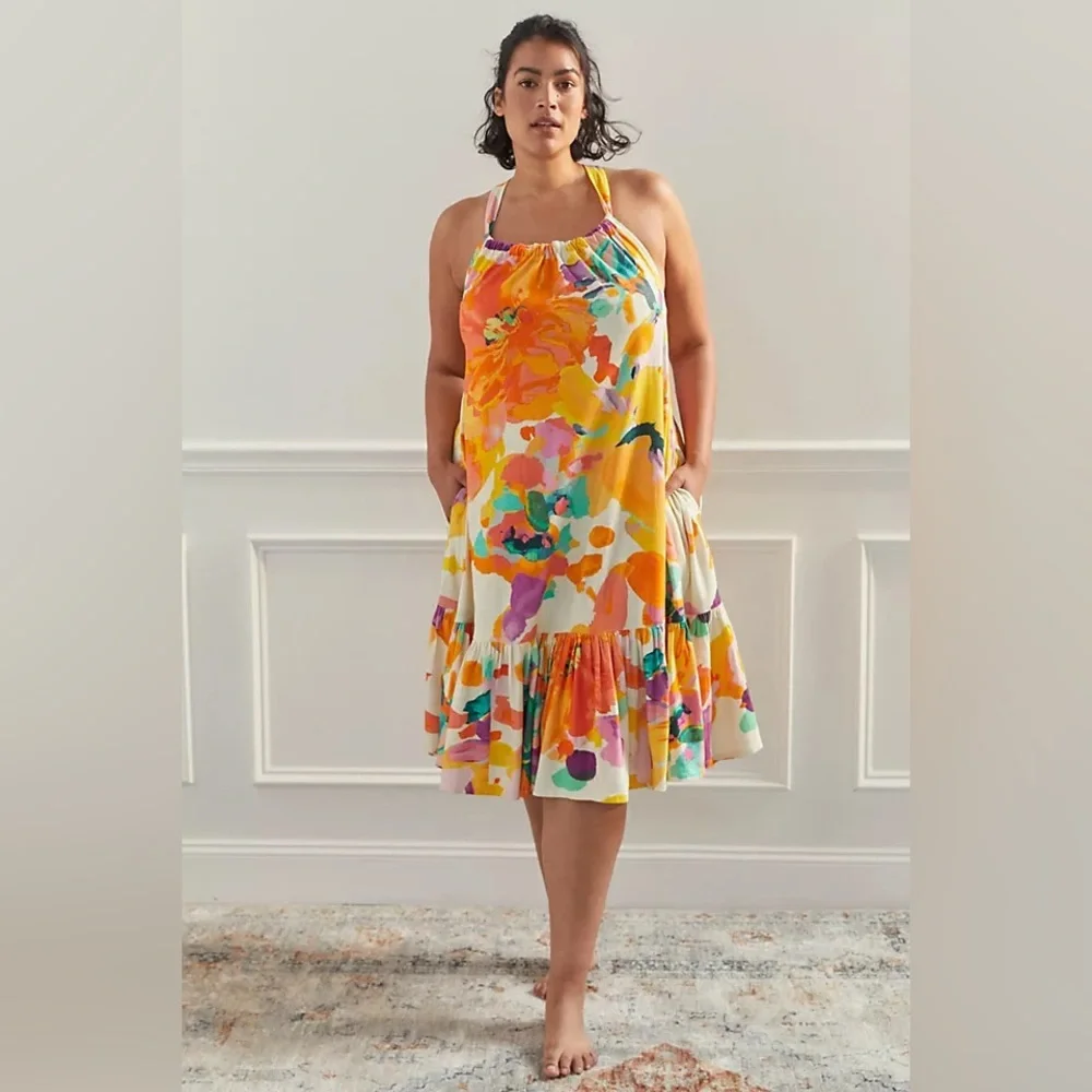 Anthropologie Daily Practice Frida Cross-Back Midi Dress - Picture 1 of 5